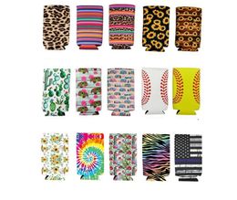 bar Slim Can Sleeve Neoprene Insulator Cooler Baseball Cans Holder Water Bottles Covers Bottle Case Pouch Leopard Flower 10 Style YW3488-ZWL5214770