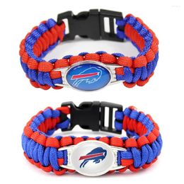 Bangle 18 25MM Glass Football Charms Billl Bracelet Paracord Survival Braided Rope Sports Bangles DIY Jewellery