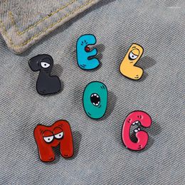 Brooches Wholesale 26 Letters Enamel Pin Custom Funny Face Brooch Backpacks Lapel Pins Cartoon Humour Metal Badge Jewellery Gift For Friend