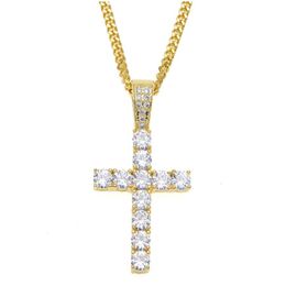 Men Women Hip Hop Cross Pendant Necklace Fully Cubic Zirconia Rhinestone Necklace 24 24inch Cuba Chain 18K Gold Silver Plated Jewellery 2266