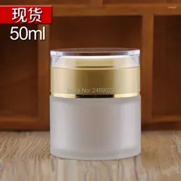 Storage Bottles Frosted Cosmetic Pot 20G 30G 50G Gold Cap Glass Cream Containers Small Lotion Jars Empty Refillable Clear Box 6pcs