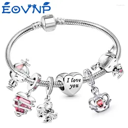 Charm Bracelets EOVNP Silver Colour Boy Girls Bracelet For Women Girlfriend 2024 Valentine's Day Jewellery Gift Pulsera Mujer