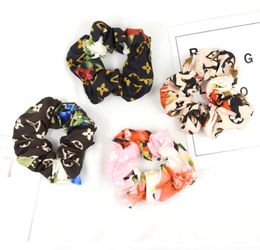 Girls hair clips Scrunchie accessories Floral fabric large bowel elastic hairbands elastic letter headband headdress