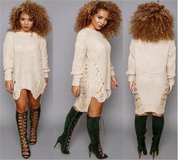 Autumn Womens Clothes Woman O Neck Winter Long Sleeve Jumper Tops Knitted Sweater Bodycon Tunic Dress3698073