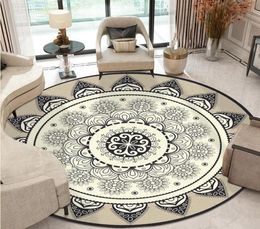 Carpets Bohemian Mandala Round Carpet For Living Room Large Geometric Ethnic Flower Bedroom Area Rugs Anti Slip Retro Floor Mat1365100