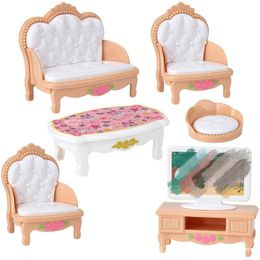 Doll Furniture Living Room Utensils Doll Children's Mini Accessories 6 Items 1:12 Scale Mini Doll House DIY Children's Education Toy Pretend Play Set