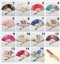Chinese Style Products 2024 New Vintage Bamboo Plum Blossom Folding Hand Held Flower Fan Chinese Dance Party Pocket Gifts Wedding Colourful Chinese Fans