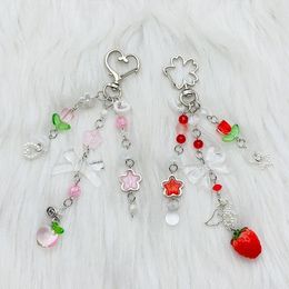 Keychains So Sweet Strawberry Peach Bow Star Keychain Charm Y2k Coquettish Fairytale Lily Of The Valley
