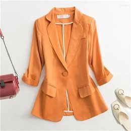 Women's Suits Thin Suit Jacket 2024 Spring Summer Tops Korean Fashion Slim Fit Leisure Short Sleeve Office Lady Blazers Outwear