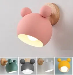 Wall Lamps LED Nordic Modern Creative Macaron Lamp Simple Personality Bedroom Log Light Cartoon Warm Children's Room Bedside Lighting