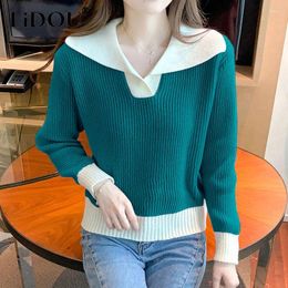 Women's Sweaters Autumn Winter Solid Colour Fashion Long Sleeve Sweater Women High Street Casual Loose Striped Comfortable All-match