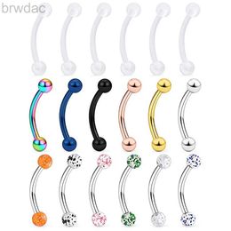 Navel Rings 1Pcs/18Pcs 16G Surgical Steel Eyebrow Ring Curved Barbell Lip Navel Piercing Body Jewelry for Women Men 6mm/8mm/10mm d240509