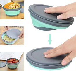 Lunch Boxes Bags 3Pcs/Set Bowl Sets Silicone Folding Lunch Box Folding Bowl Portable Silicone Folding Bowl Kitchen Outdoor Camping Tableware