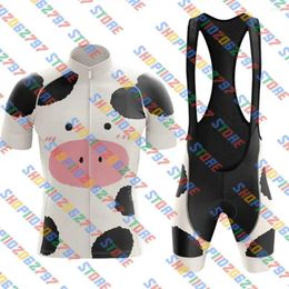Racing Sets 2024 Cow Cycling Jersey Set Short Sleeve Summer Quick Dry Clothing MTB Bike Suit Men Ropa Ciclismo