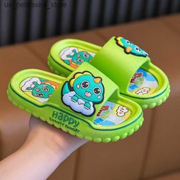 Slipper Summer Childrens Slippers Cute Cartoon Dinosaur Sandals Suitable for 2-12 Year Old Boys and Girls Non slip Flip Bathroom Mule Home Shoes Q240409