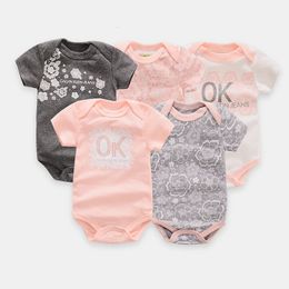 Ircomll 5PCS/lot Baby Boy Girl Clothes born Infant Short Sleeve Cotton Bodysuits for Babies Baby Girl Set Baby Costume 240508