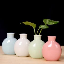 1Piece Ceramic Mini Flower Vase Home Garden Decoration Planter Pot Cute Flowerpot Desktop Office Bonsai 240508