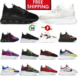 Free Shipping with BOX Designer Chain Reaction Men Women Shoes Suede Triple Black White Bluette red Mens sports sneakers Casual Trainers Platform big size