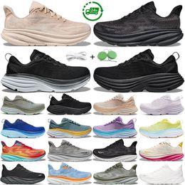 Running Shoes Men Women Clifton 9 Bondi 8 Runner Sneaker Triple Black White Eggnog Cyclamen Vibrant Orange Blue Pink Grey Passion Fruit Man Trainers Sports