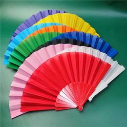 Chinese Style Products Plastic Bone Fan Silk Cloth Blank Folding Fan Chinese Style Dance Fan Pure Colour Taichi Plain Morning Exercise DIY Craft Paint