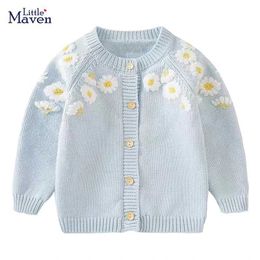 Sets Little Maven 2023 baby girl sweater cute light blue casual clothing autumn childrens cardigan Q240508