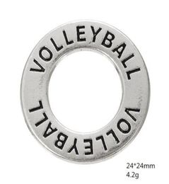 2021 Jewellery Alloy Antique SIlver Plated Volleyball CIrcle Washer Affirmation Charms Compatible With Bracelet4458990