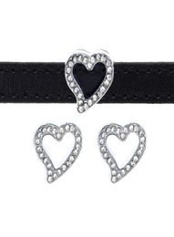 50pclot 8mm rhinestones heart Slide Charm Fit for 8mm wristband bracelet Pet Collar DIY Accessories1121904