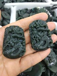 Decorative Figurines Quality Bottle Green Jade Dragon Pendant Chinese Zodiac Magical Amulet Lucky Bless Ornaments