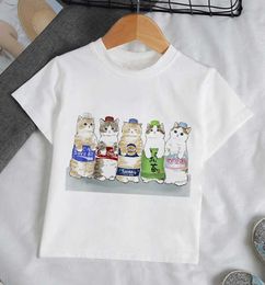 T-shirts T-shirts for girls clothing for boys animals children shirts for children summer cats funny and lively 90s printed cute and interesting baby T-shirtsL2405