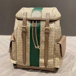 10A Fashion Backpack Canvas Drawstring Large Capacity Hiking Classic Duffel Travel Bags Shoulder Letter Closure Striped Style Patchwork Qmod