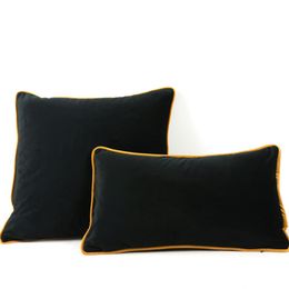 Brown Yellow Edge Velvet Black Cushion Cover Pillow Case Chair Sofa Pillow Cover No Balling-up Home Decor Without Stuffing 291a