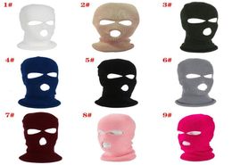 Beanie Balaclava Winter Full Face Hat Warm Ski Mask 3 Hole Knitted Outdoor White Black4566958