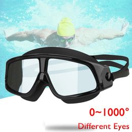 1.5-10.0 silicone large frame high-definition transparent anti fog swimming goggles suitable for Myopia swimming goggles 240507