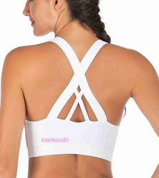Designer LuL Yoga Outfit Sport Bras Women High Support Running Girl Womens Sports Bra Cross Back Padded Lace Up Medium with Detachable Cup
