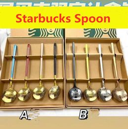 4pcs Per Set Gift Box Package Spoon Stainless Steel Coffee Milk Small Round Dessert Mixing Fruit Spoons Factory Supply9802757