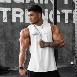 Quick Dry Bodybuilding Tank Tops Men Gym Fitness Cotton Round Neck Sleeveless T-Shirts Vest Summer Jopping Training Clothing 240508