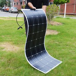 DOKIO 18V 100W Flexible Solar Panels 300W Waterproof Monocrystalline Solar Panel Camping RV Home Charge 12V DFSP-100M 240508