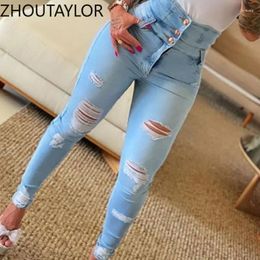 Women's Jeans ZHOUTAYLOR Woman Office Lady Fashion High Waisted Pants Femme Slim Fit Spring French Style Retro Trousers Female S3797