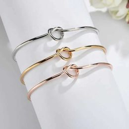 Wedding Bracelets Simple Open Cuff Bangles Adjustable Love Knot Bracelets Fashion Alloy Jewelry for Women Girls Bridesmaid Proposal Gifts