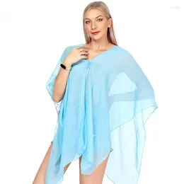 Women Sexy Chiffon Bikini Cover Up Beach Swimwear Dress Scarf Wrap Tops Vintage Anti-sun Female Loose Short Shawl