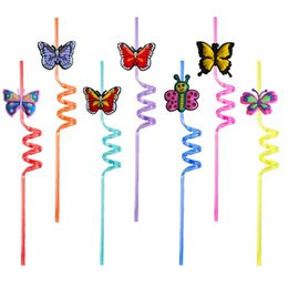 Novelty Items Coloured Butterfly 28 Themed Crazy Cartoon Sts Drinking For Girls Kids Pool Birthday Party Christmas Favours Summer Favour Otctd