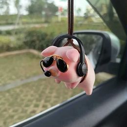 Interior Decorations Cute Pig Car Accessorie Swing Pig Car Pendant Auto Rearview Mirror Pendants Birthday Gift Auto Decoraction Ornaments Coche T240509