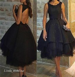 2019 Short Black Cocktail Dress Popular Scoop Neck Backless Women Evening Dresses Party Prom and Homecoming Dress1590091