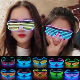 Neon Flashing Shutter Light Up Rave Glasses El Wire LED Sunglasses Glow DJ Costumes for Halloween Xmas Birthday Party Bar Decorative Luminous Glass