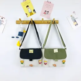Shoulder Bags Canvas Small Bag For Women INS Japanese Crossbody Cute Versatile Student Art One Mobile Handbags