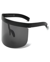 Vintage Extra Oversize Shield Visor Sunglasses Women Flat Top Mask Mirrored Shades Men Windproof Eyewear UV400 Y2492097653