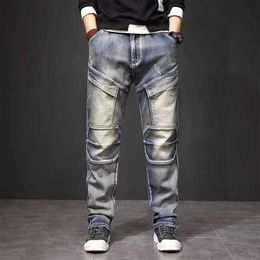 Men's Jeans 2024 Spring/Summer New Fashion Trends Retro Multi Pocket Straight Leg Mens Casual Loose Comfortable Plus Size Pants Q240509