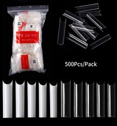 500pcsset Long Square False Nail Tips ClearNatural C Curve Artificial Half Cover DIY Acrylic Fake Nails Art Salon Manicure Desig5570181