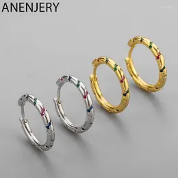 Hoop Earrings ANENJERY Silver Colour Circle Round Earring For Women Charming CZ Wedding Party Jewellery