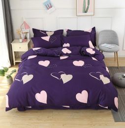 Home Textile Heart Purple Duvet Cover Plant Pattern Bed Sheet Pillowcase Girl Kid Adult Boy Bedding Set King Queen Full Bedlinen16259710